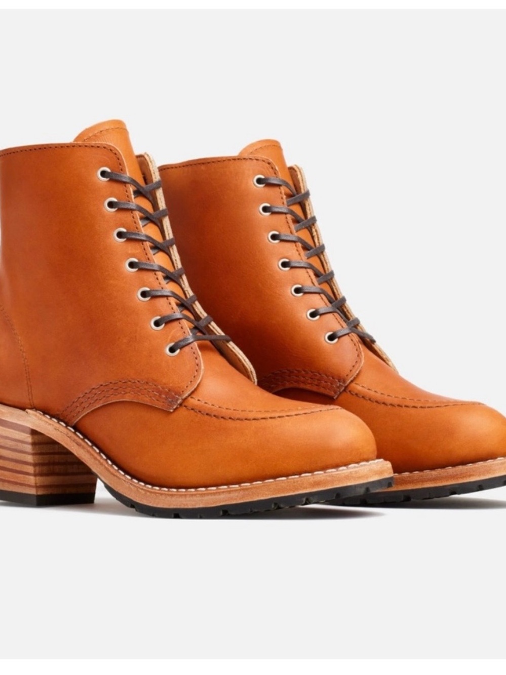 Red Wing Shoes Clara Heritage Cognac Leather Lace-Up Heeled Ankle Boots - Picture 12 of 13